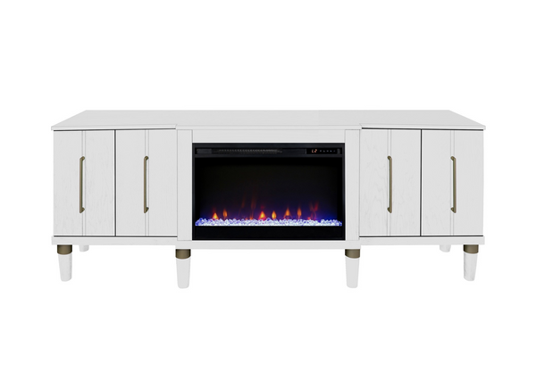 Harmony White 76” Fireplace TV Stand